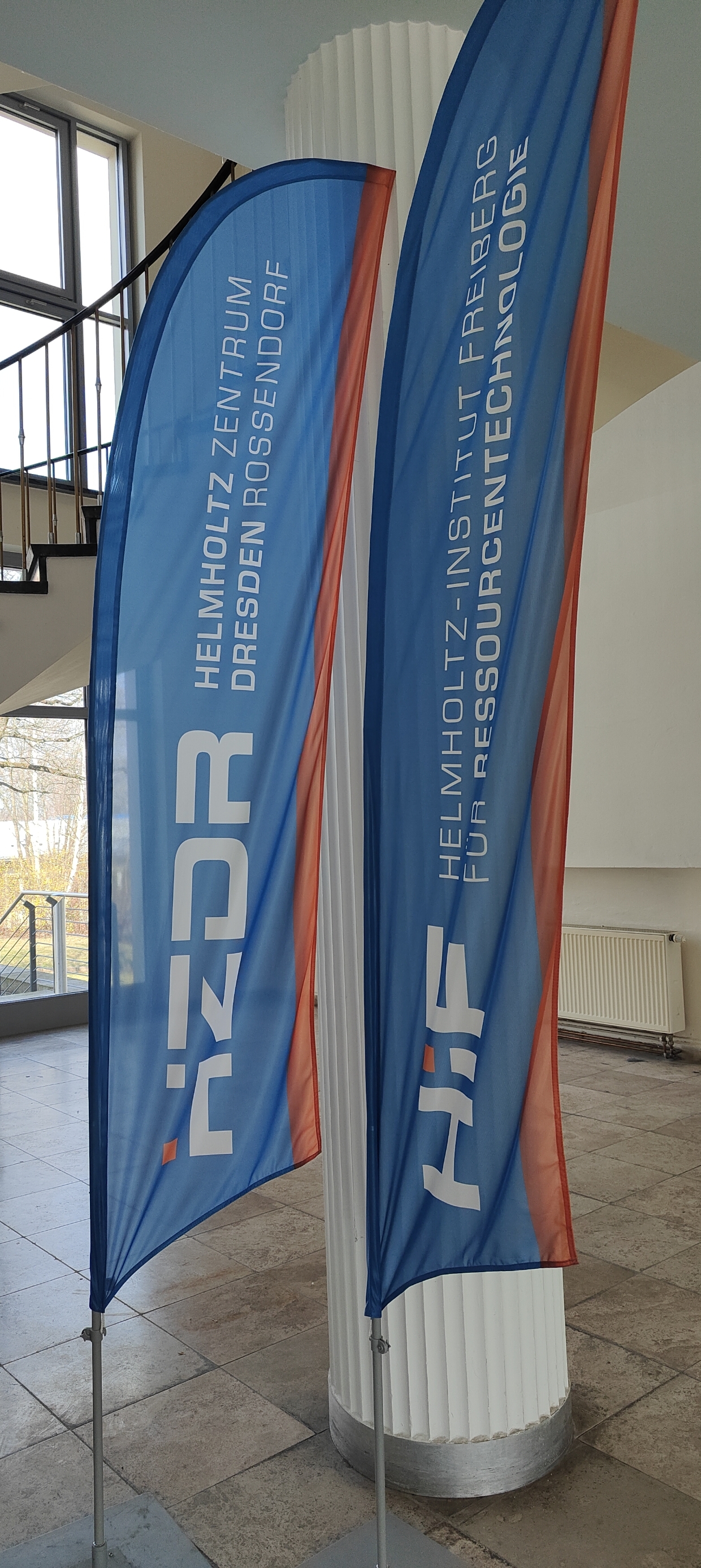 HZDR and HIF banners in the institute lobby